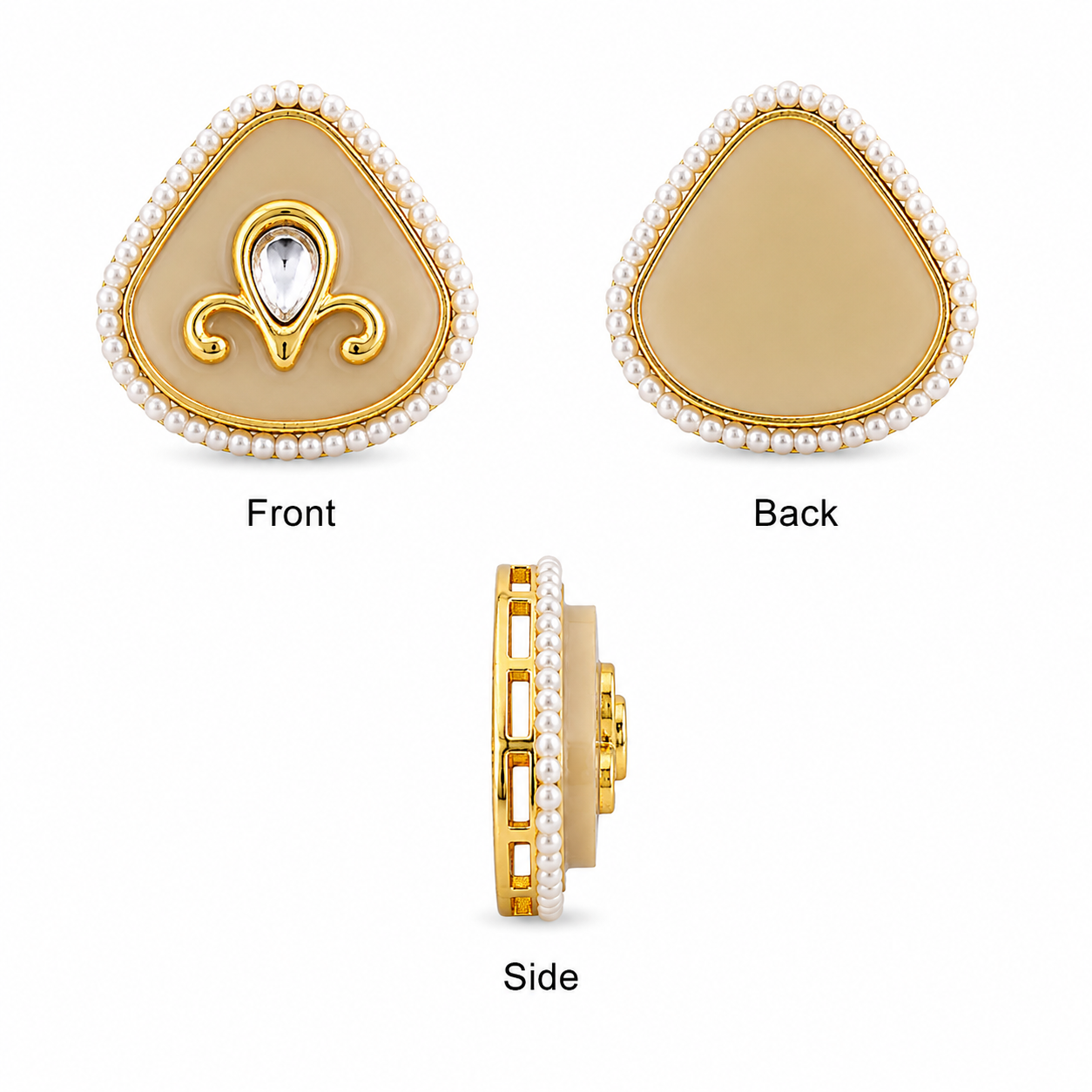 Premium Kundan Square Beads with Pearl Border | Gold Finish Ethnic Jewelry Making Charms (PACK OF 10PCS)