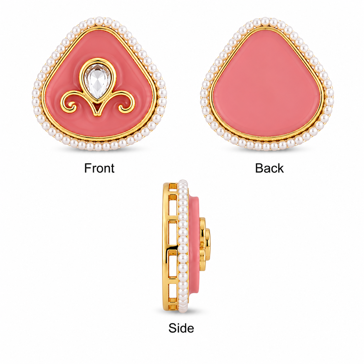Premium Kundan Square Beads with Pearl Border | Gold Finish Ethnic Jewelry Making Charms (PACK OF 10PCS)