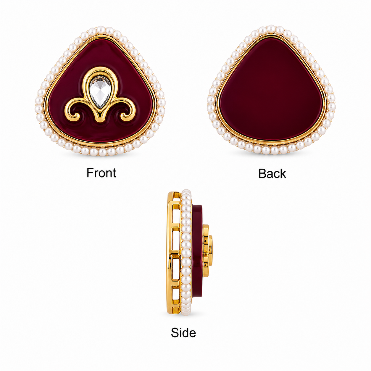 Premium Kundan Square Beads with Pearl Border | Gold Finish Ethnic Jewelry Making Charms (PACK OF 10PCS)