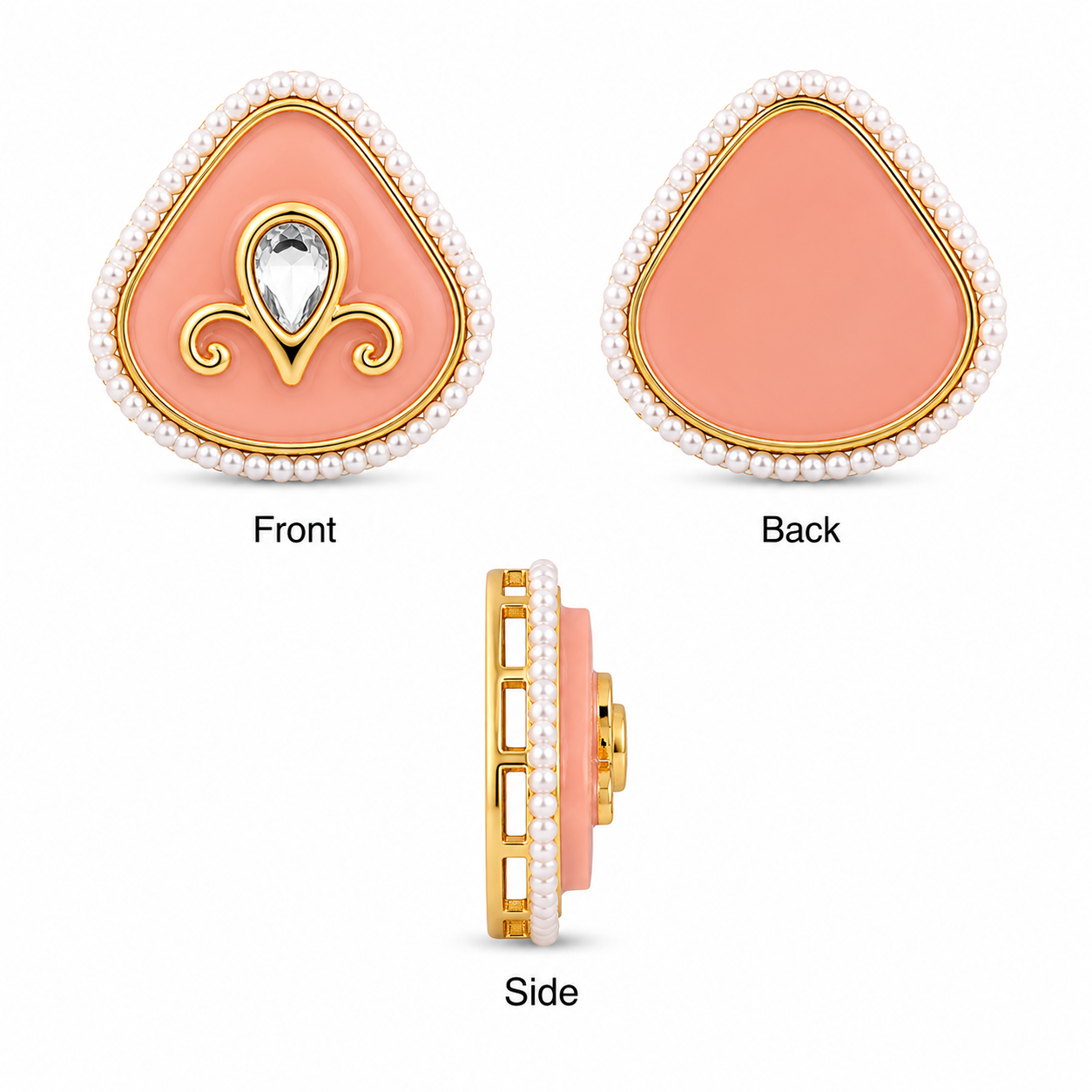 Premium Kundan Square Beads with Pearl Border | Gold Finish Ethnic Jewelry Making Charms (PACK OF 10PCS)