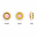 Round Pearl Border Kundan Stone Embellishment | Gold Finish Decorative Jewelry Component | DIY Craft & Jewelry Making Supplies(PACK OF 12PCS)