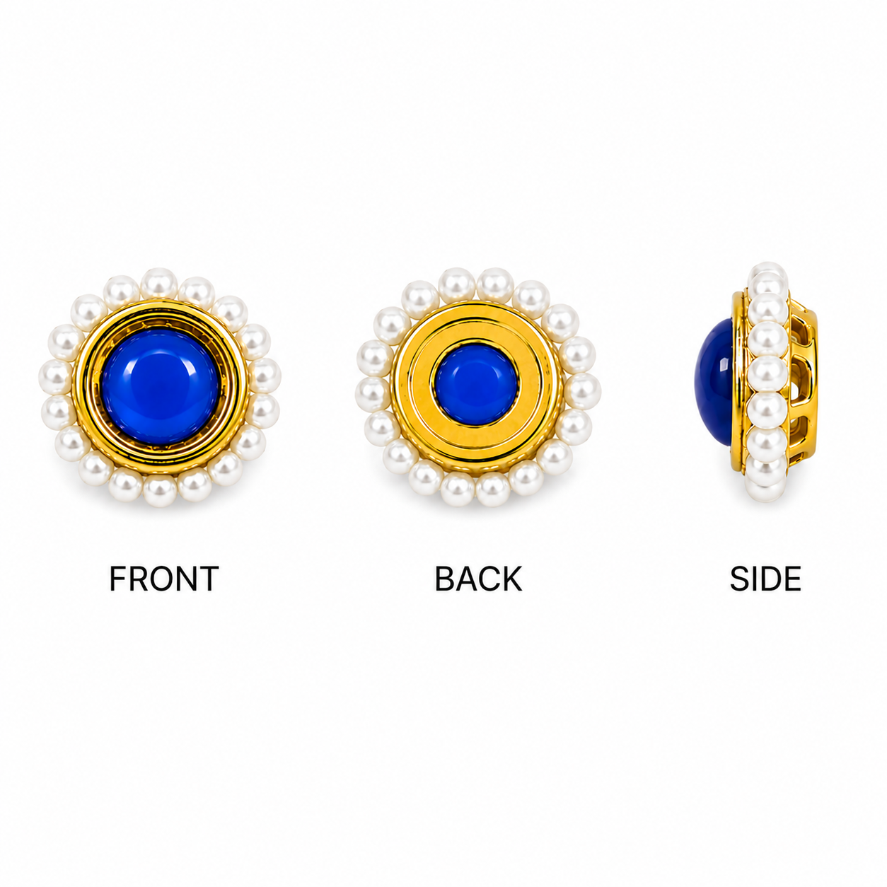 Round Pearl Border Kundan Stone Embellishment | Gold Finish Decorative Jewelry Component | DIY Craft & Jewelry Making Supplies(PACK OF 12PCS)