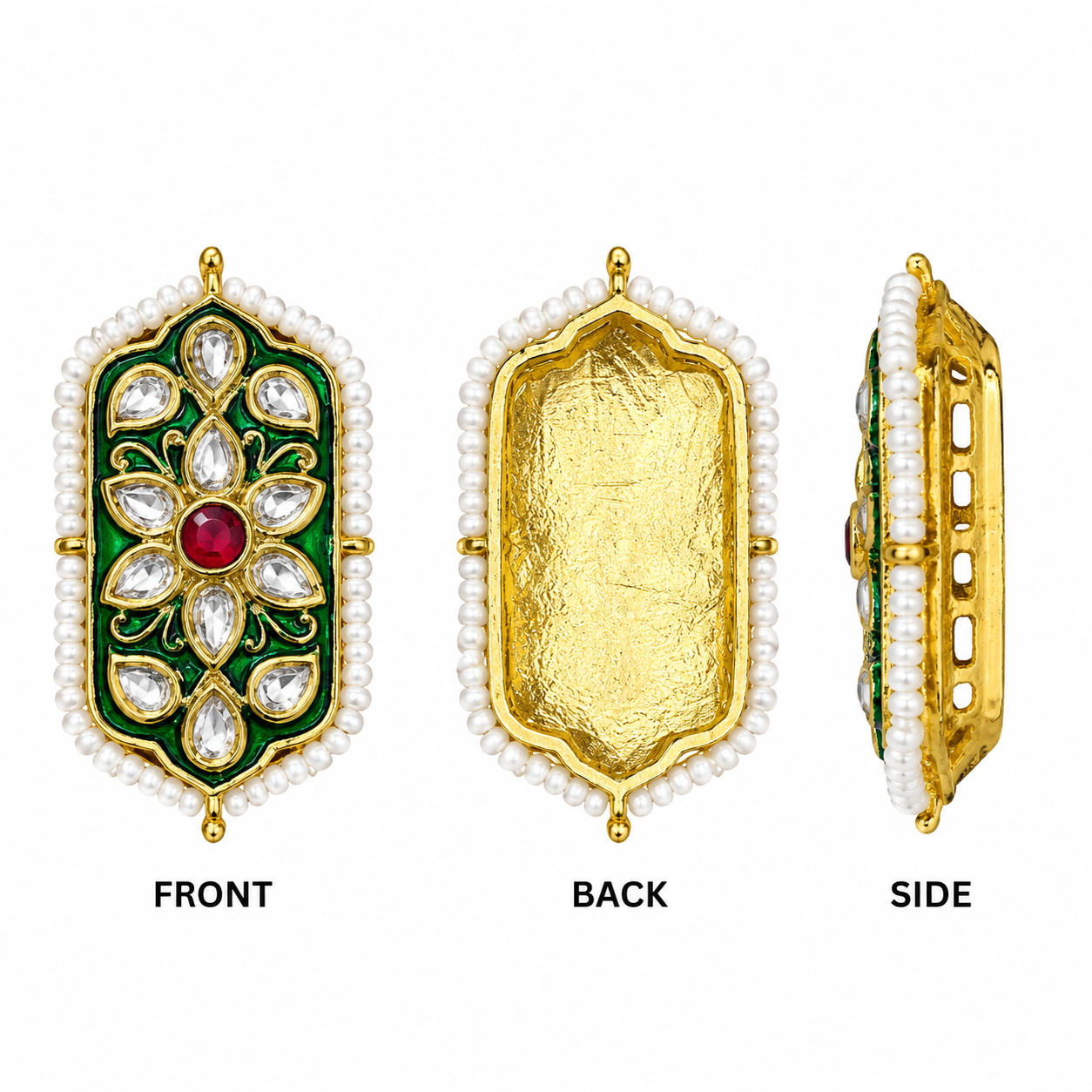 Handcrafted Kundan Pearl Floral Embellishment for Blouse, Lehenga, Saree & Craft Decoration(PACK OF 10PCS)