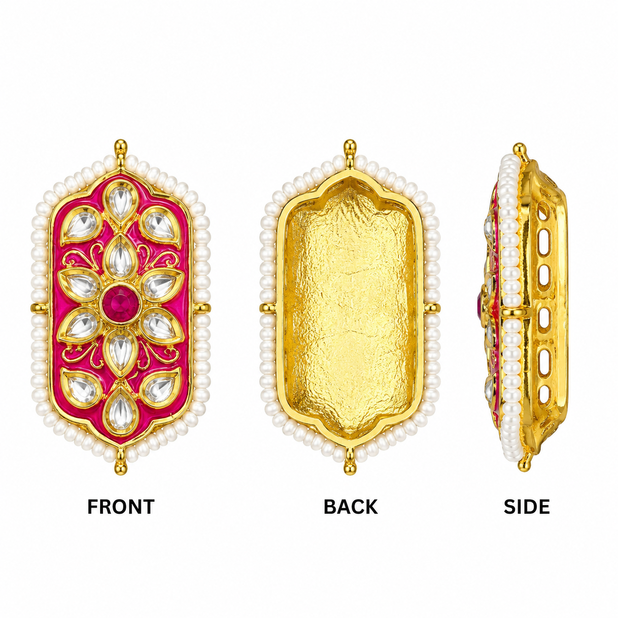 Handcrafted Kundan Pearl Floral Embellishment for Blouse, Lehenga, Saree & Craft Decoration(PACK OF 10PCS)