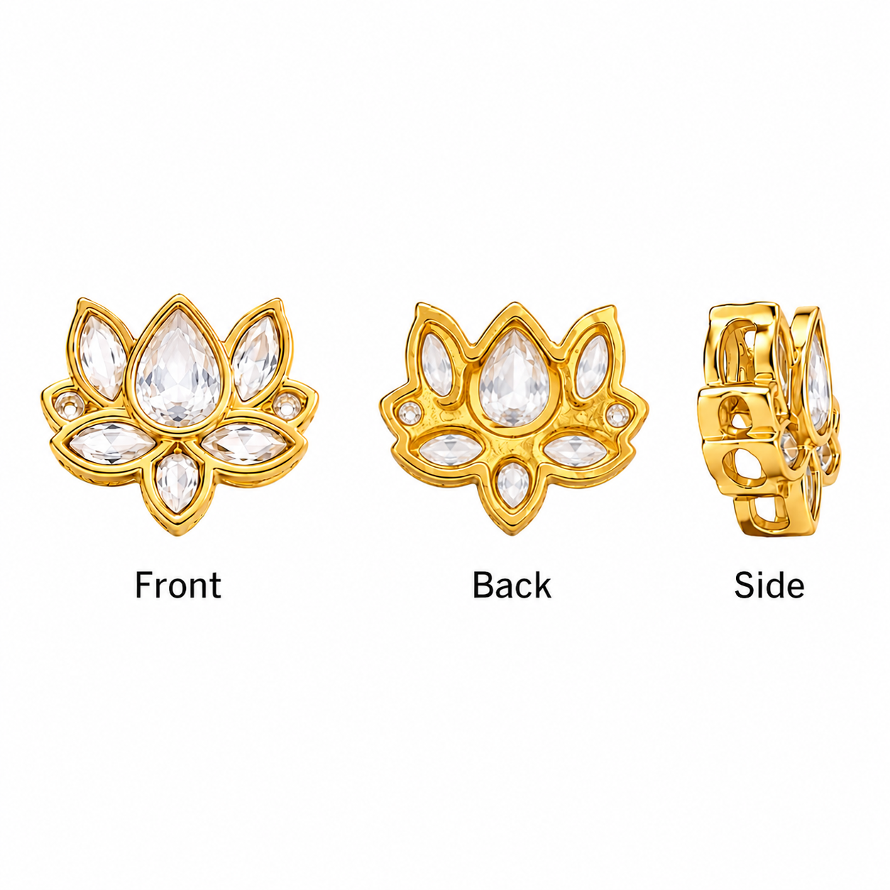 Premium Lotus Kundan Embellishment for Jewelry Making | Designer Floral Stone DIY Craft Accessory(PACK OF 12PCS)