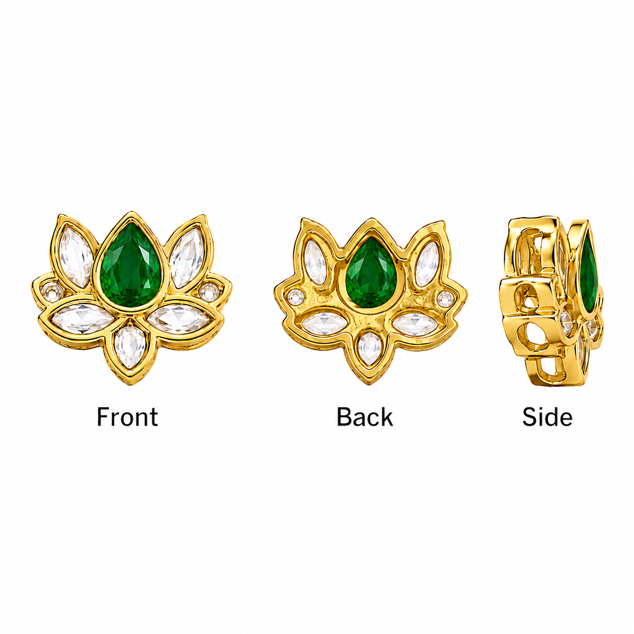 Premium Lotus Kundan Embellishment for Jewelry Making | Designer Floral Stone DIY Craft Accessory(PACK OF 12PCS)