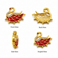 Swan Enamel Charm with Rhinestone – Gold Plated DIY Jewelry Pendant(PACK OF 12PCS)
