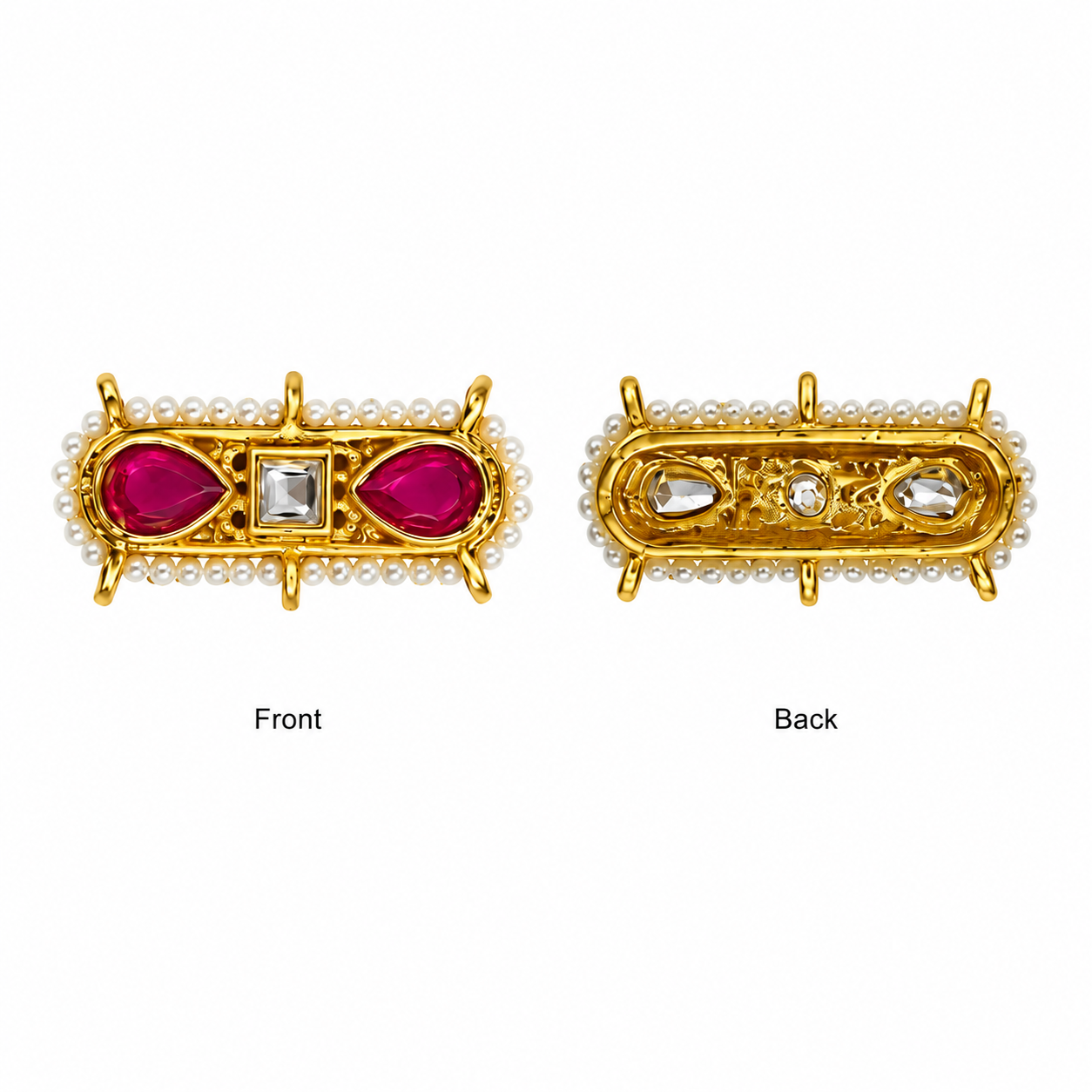 Traditional Kundan Pearl Connector Embellishment for Jewellery Making | Premium Craft Component(PACK OF 10PCS)