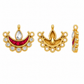 Most demanding Crescent Kundan Pendant with Crystal Drop – Gold Finish Jewellery Making Charm(PACK OF 10PCS)
