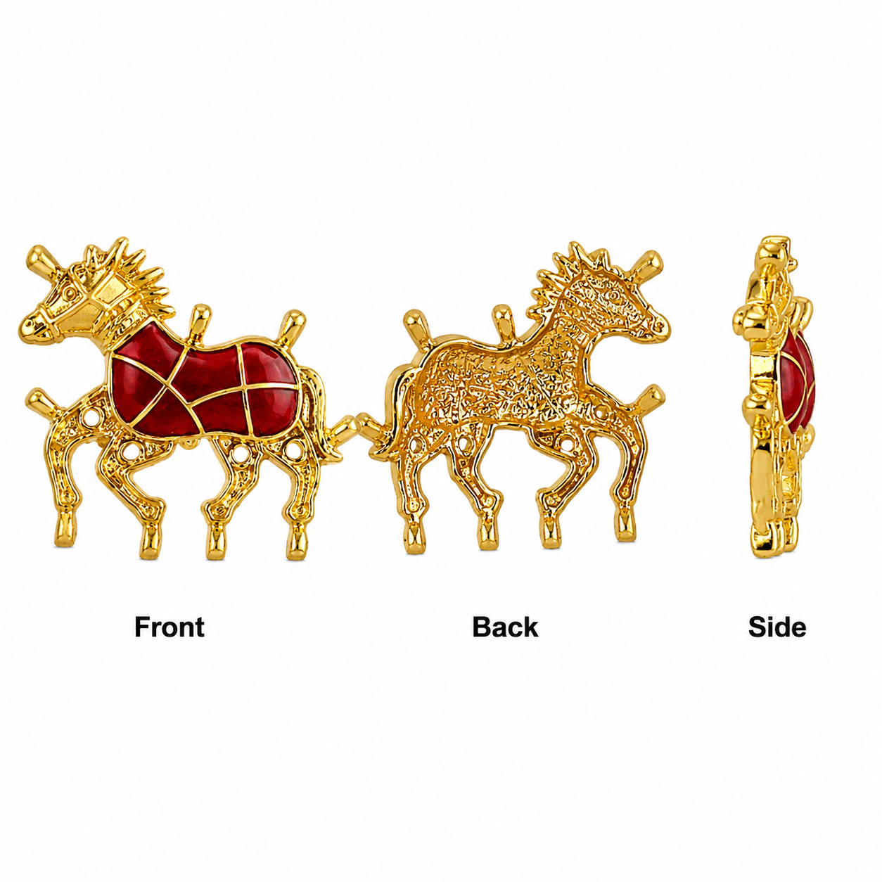 Gold Plated Enamel Horse Charms for Jewelry Making | DIY Craft Pendant Charms(PACK OF 12 PCS)