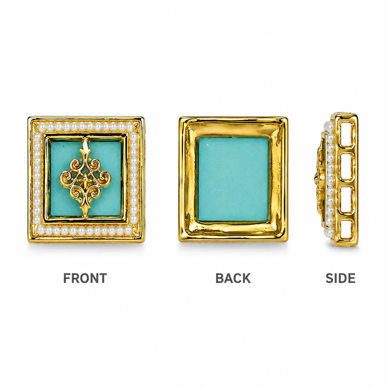 Square Kundan Pearl Embellishment for Craft & Jewellery Making(PACK OF12 PCS)