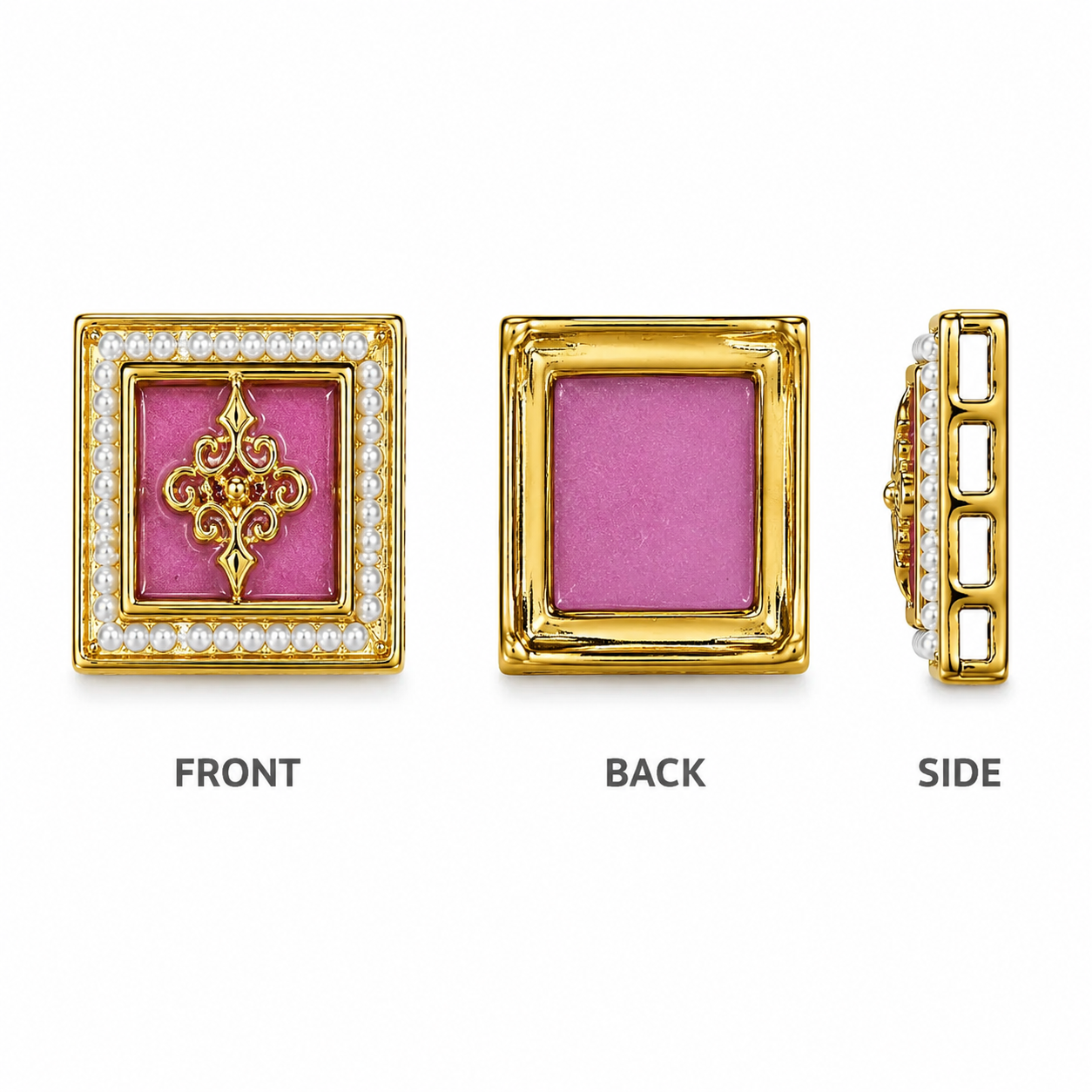 Square Kundan Pearl Embellishment for Craft & Jewellery Making(PACK OF12 PCS)