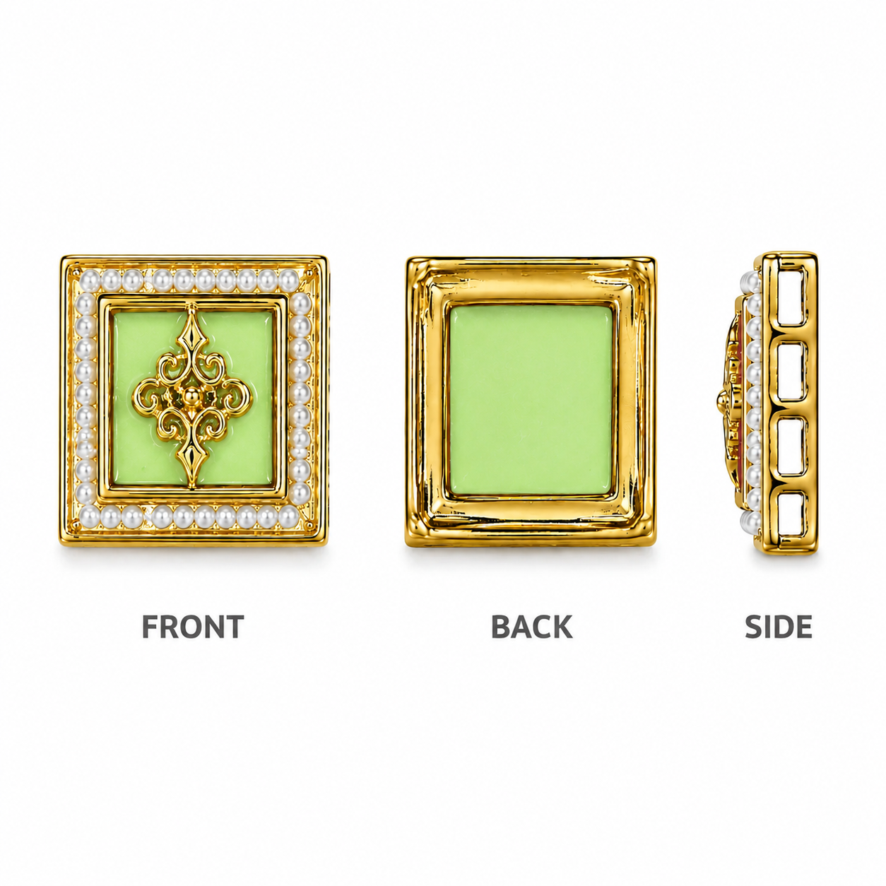 Square Kundan Pearl Embellishment for Craft & Jewellery Making(PACK OF12 PCS)