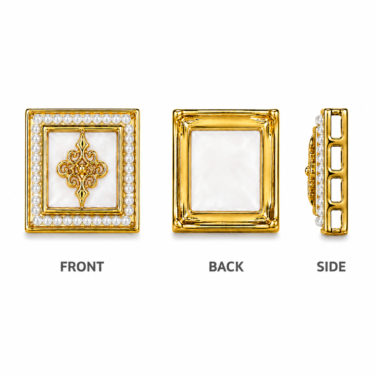 Square Kundan Pearl Embellishment for Craft & Jewellery Making(PACK OF12 PCS)