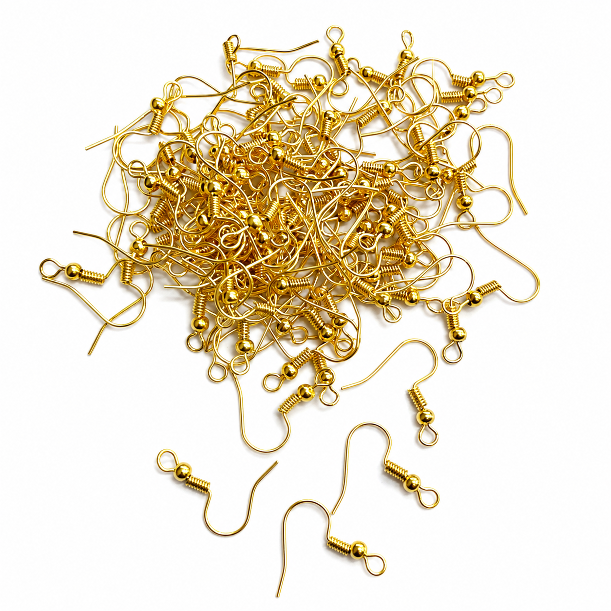 Gold Plated Fish Hook Earring Hooks with Coil & Ball(100g PCK OF FISH HOOK)