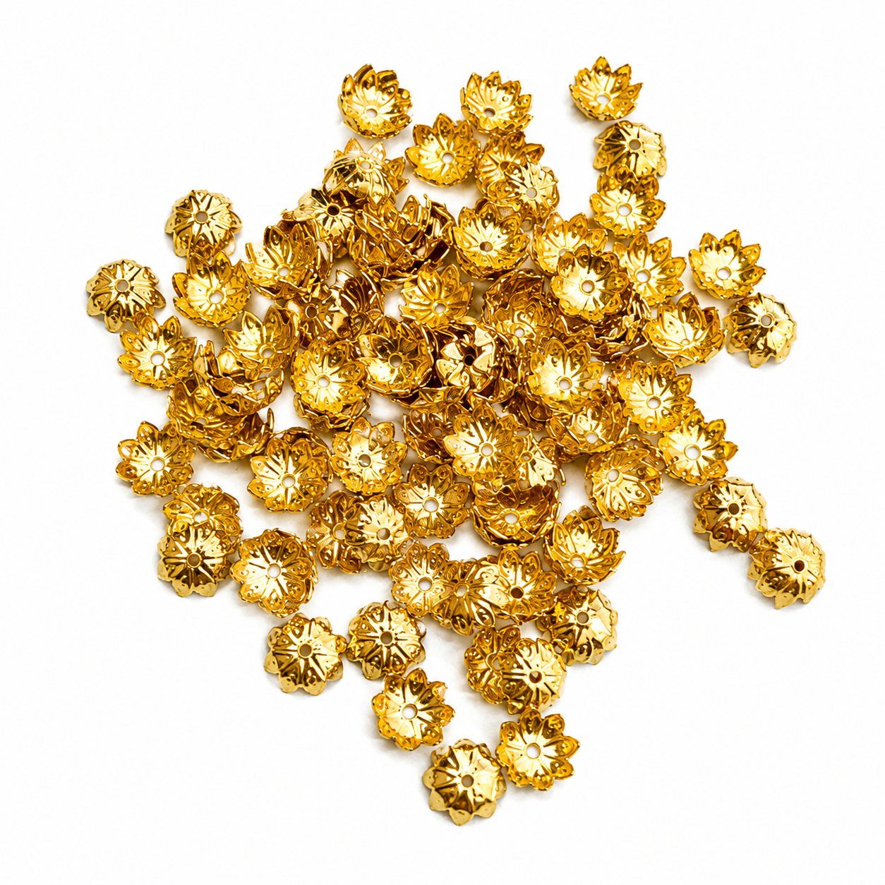 Gold Plated Flower Bead Caps for Jewelry Making | Decorative Metal Bead Caps | DIY Craft Supplies(100g PACK OF BEAD CAP)
