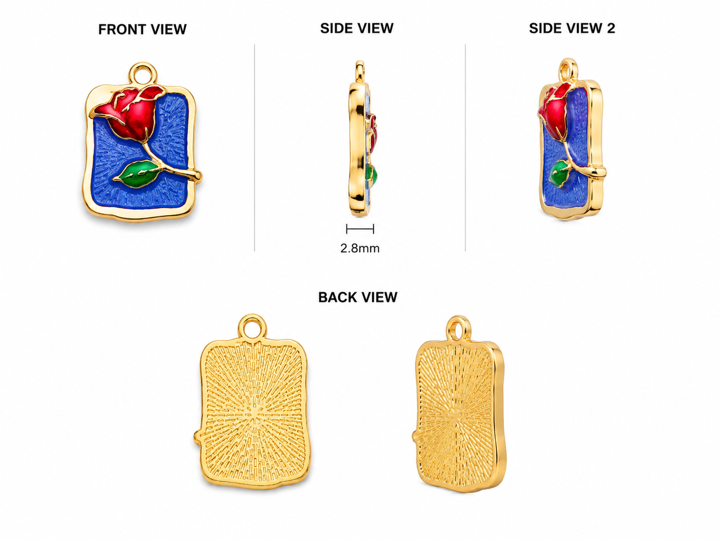 Rose enamle bookmark charms-Mixed Colours|Gold Plated DIY jewellery Pendant Charms(50pcs)