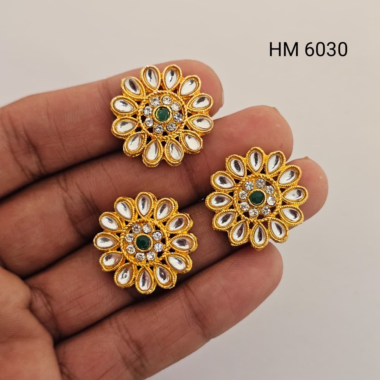 Floral Kundan Button / Kundan Flower pendant -  HM 6030
