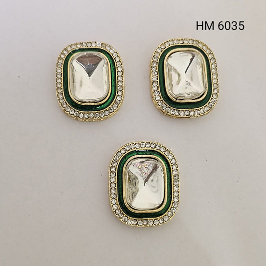 Emerald Cushion Kundan pendant  Qty-10PCS (HM-6035)