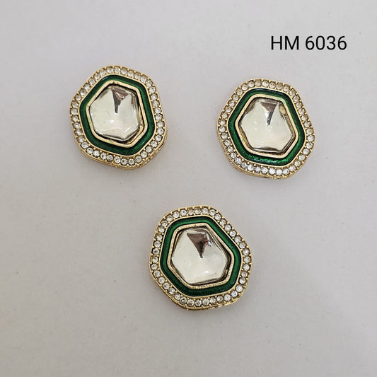 Emerald Hexagon Kundan pendant QTY 10 PCS (HM 6036)