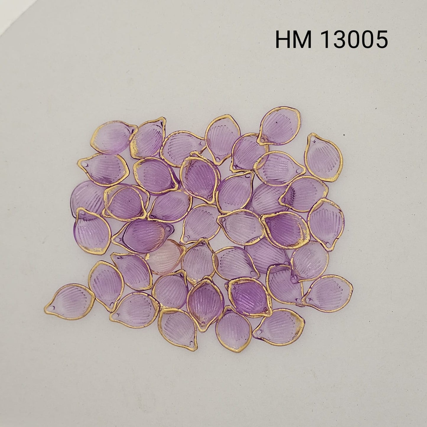 Lavender Petal-Shaped Acrylic Beads with Gold Edge (500gm) - HM 13005
