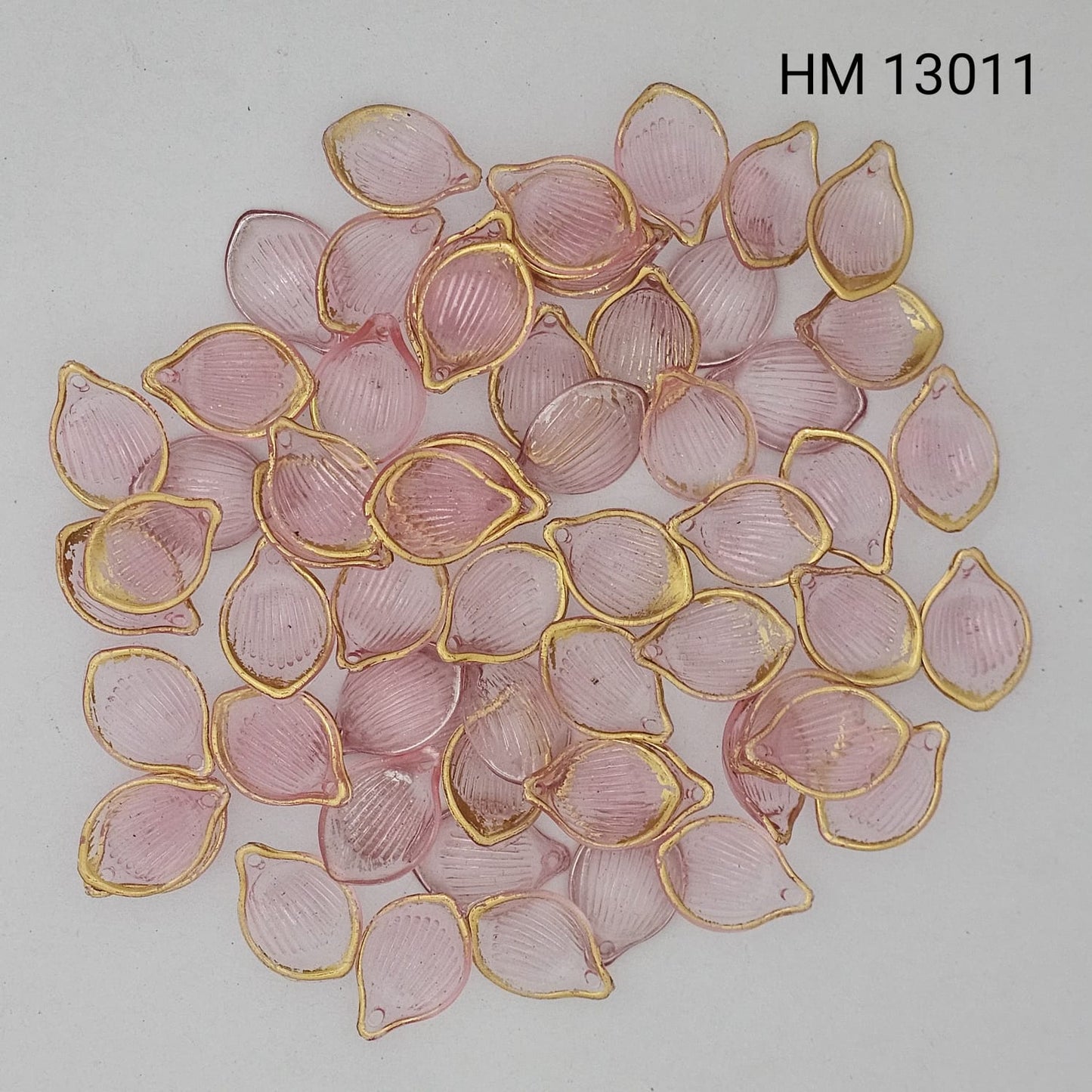 Translucent Petal Charms with Textured Ribbing and Gold Border HM 13011