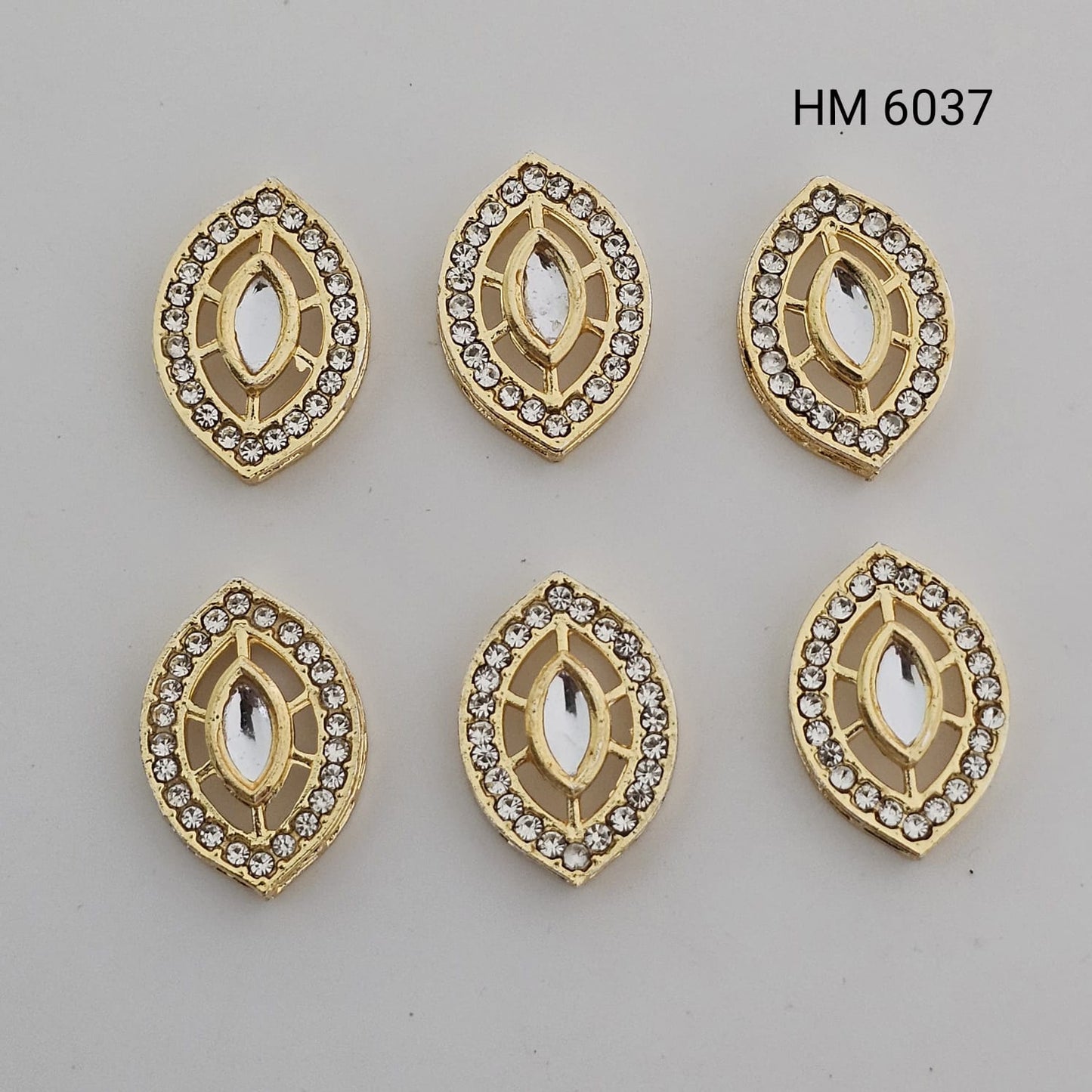 Gold Finish Marquise Shape Crystal Button (12 pcs in one pkt) HM 6037