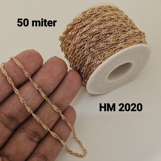 Gold Finish Twist Link Chain Roll  (50 Meter)-HM 2020