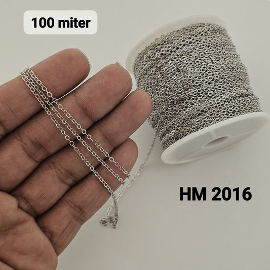 Silver Plated Oval Link Jewelry Chain – (100 Meter Roll) HM 2016