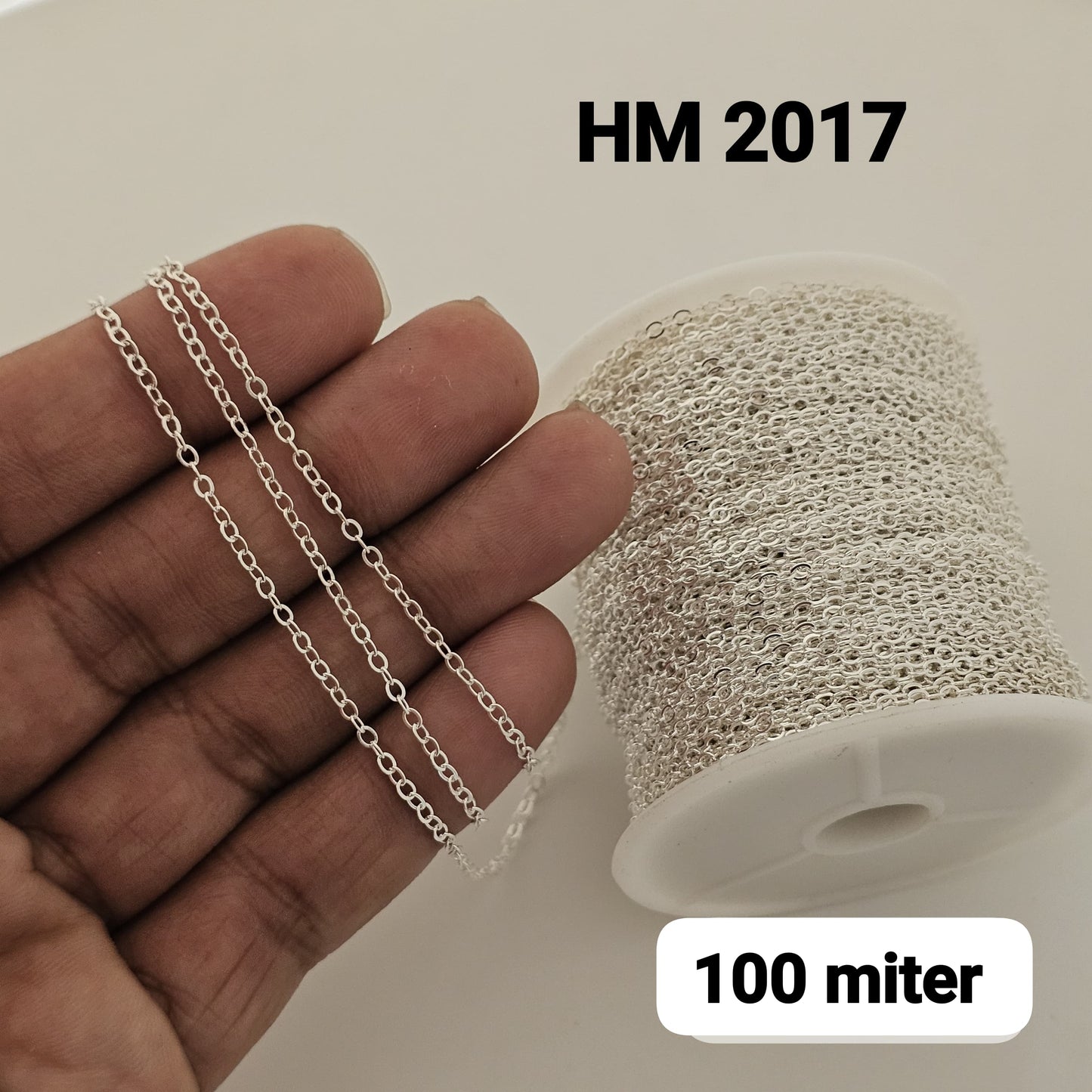 Silver Plated Fine Oval Link Jewelry Chain (100 Meter Roll) - HM 2017