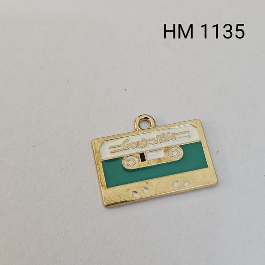 Vintage “Good Vibes” Cassette Tape Metal Charm (10 pcs in one pkt)(HM 1135)