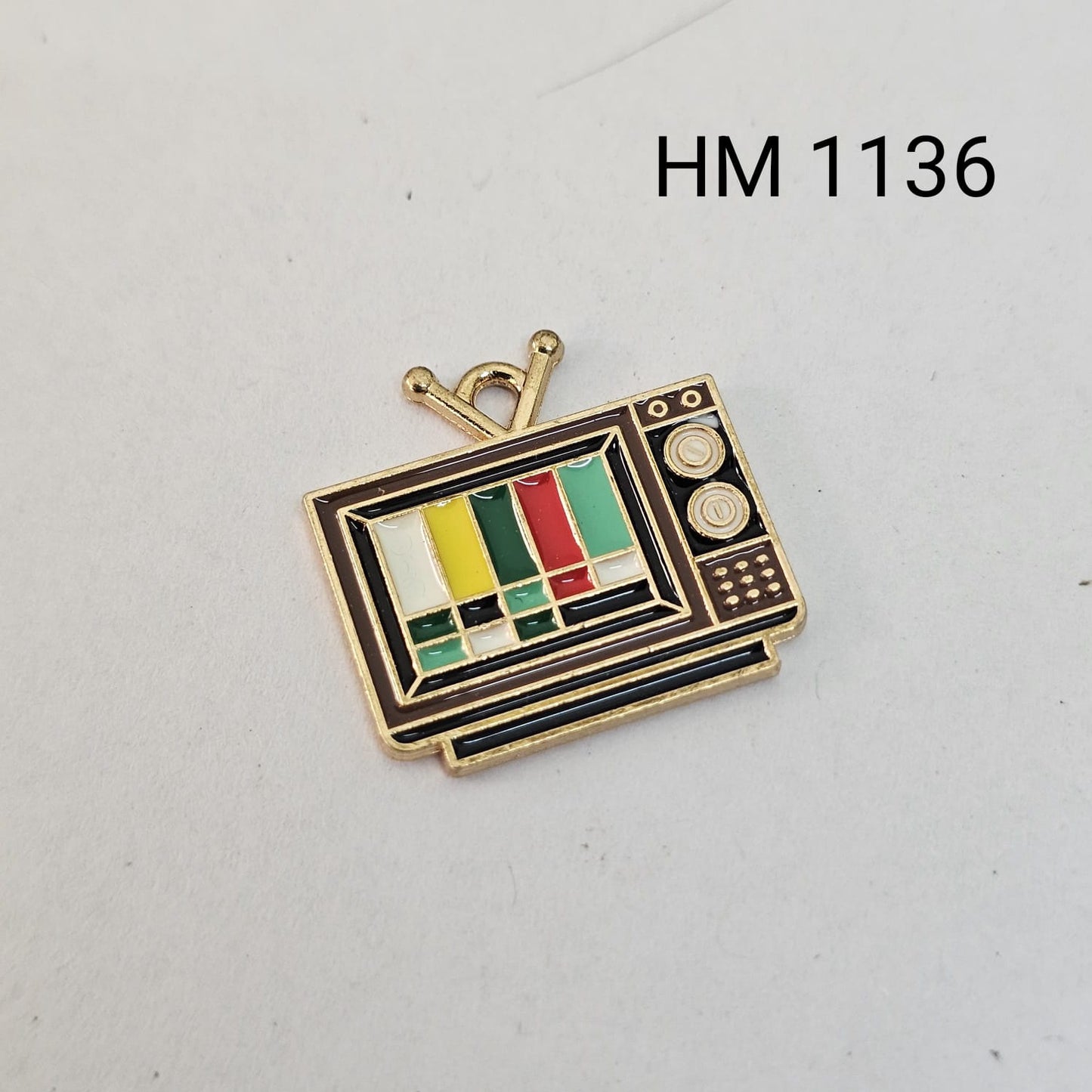 Vintage Retro TV Metal Enamel Charm(50PCS IN ONE PKT)- (HM 1136)