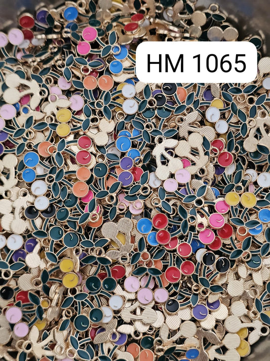 Cherry Leaf Enamel Metal Charm (100 pcs in one pkt) (HM 1065)