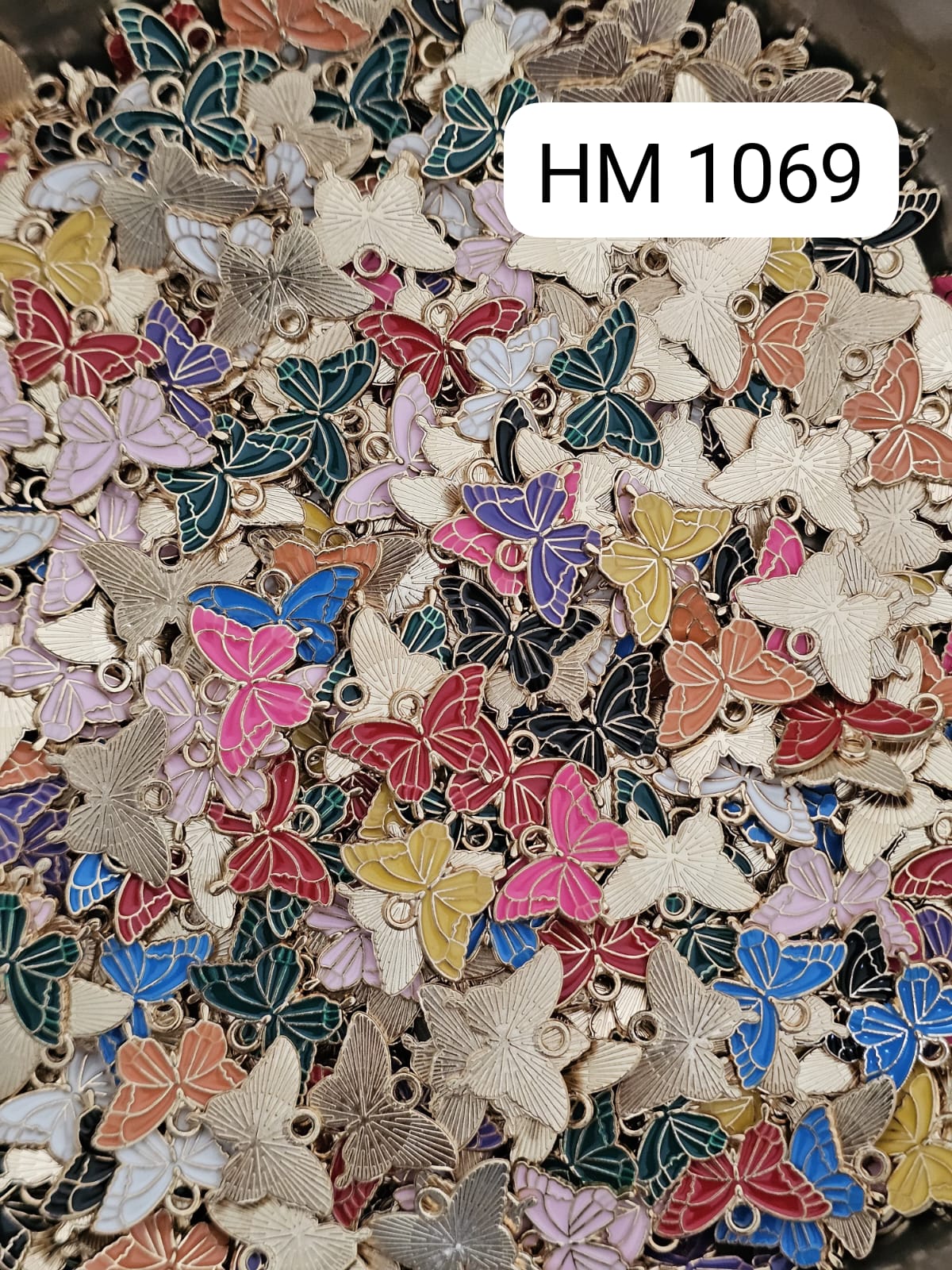 Colorful Butterfly Enamel Charm (100 PCS IN ONE PKT)-(HM 1069)
