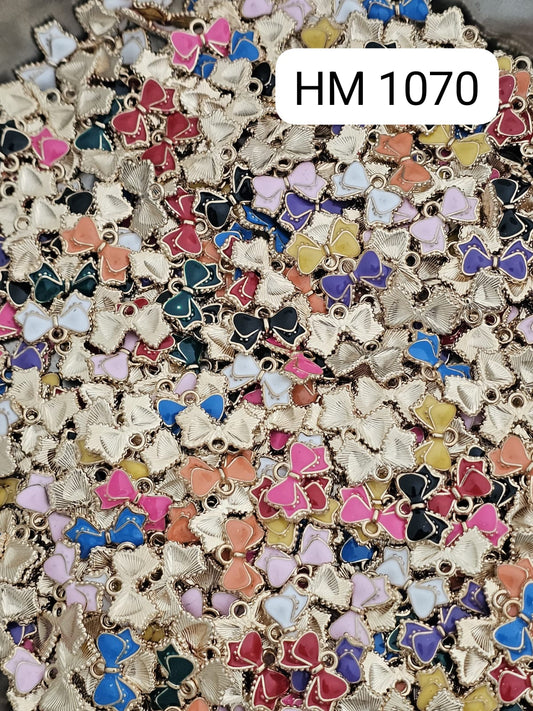 Multicolor Butterfly Charms (Gold Finish)(100 PCS IN ONE PKT) HM 1070