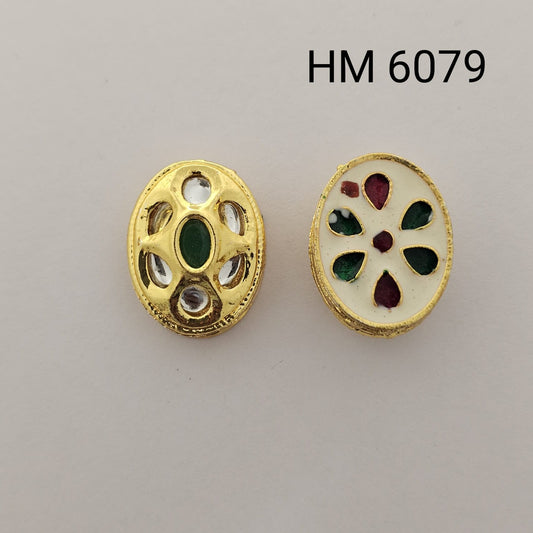 Meenakari kundan stone 10 pcs - HM  6079