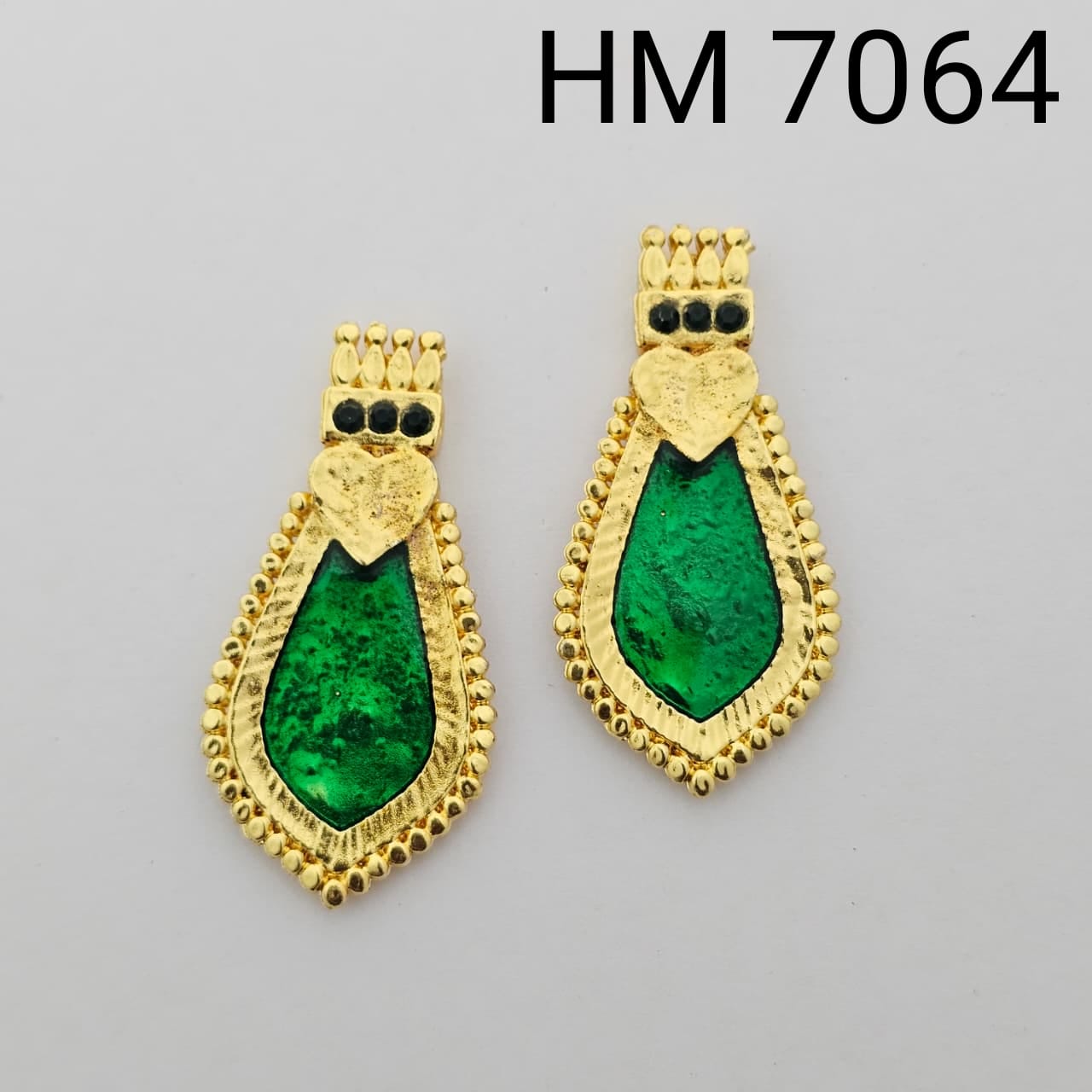 Traditional Gold Plated Enamel Stud Earrings ( 6 pcs) HM 7064