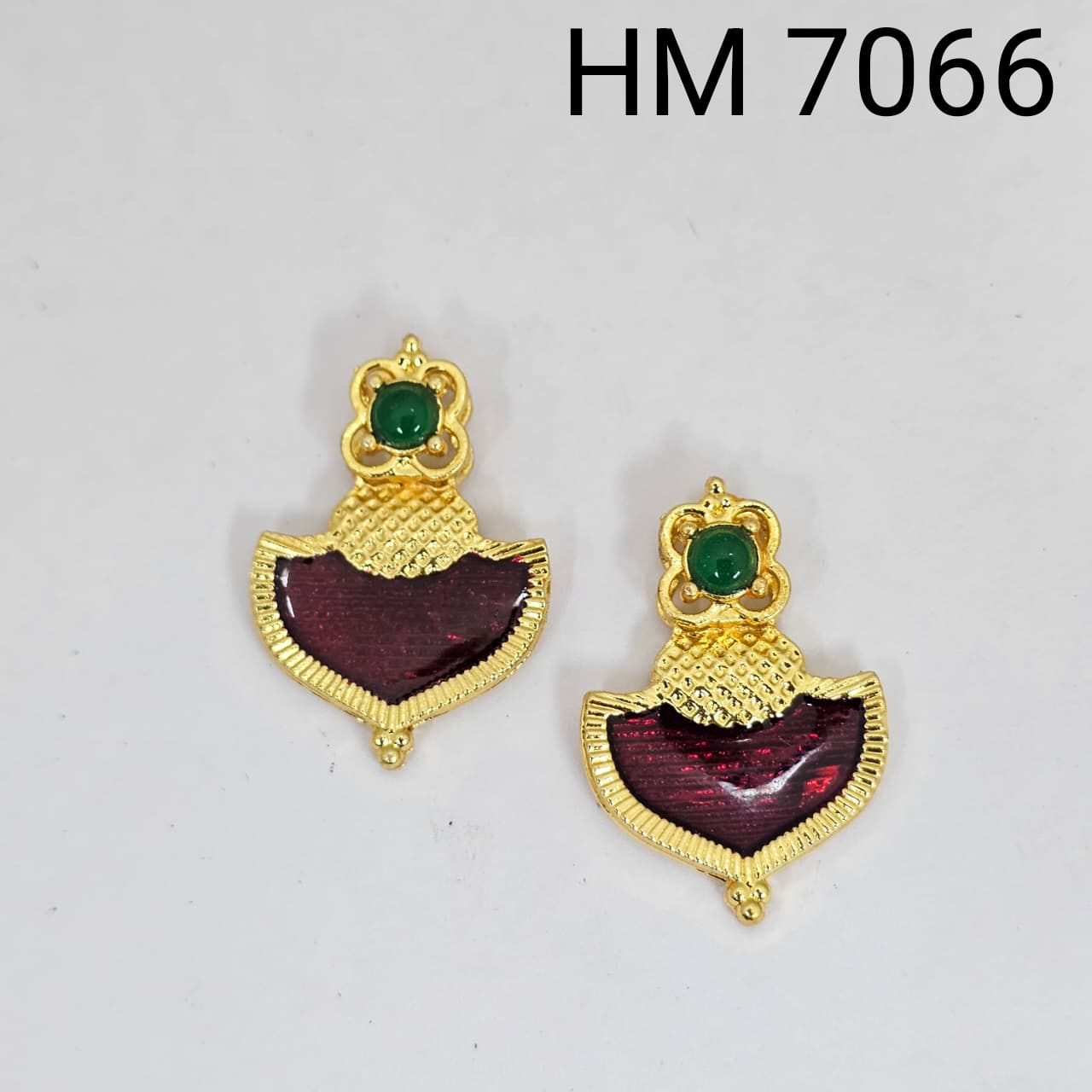 Traditional Gold Plated Enamel Stud Earrings (10 pcs )HM 7066