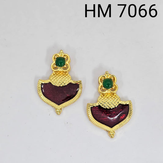 Traditional Gold Plated Enamel Stud Earrings (10 pcs )HM 7066
