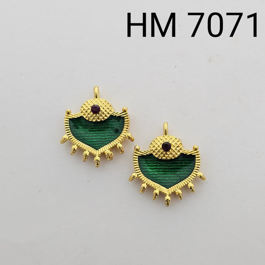 Traditional Gold Plated Enamel Stud Earrings (10 pcs) HM 7071
