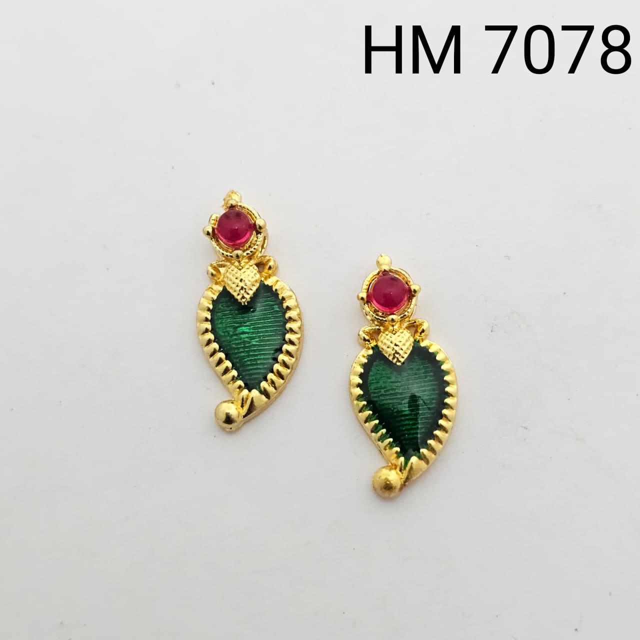 Traditional Gold Plated Enamel Stud Earrings(10 pcs)HM7078
