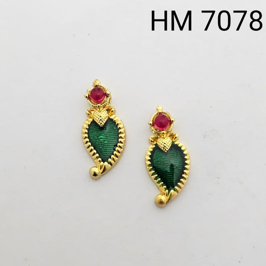 Traditional Gold Plated Enamel Stud Earrings(10 pcs)HM7078