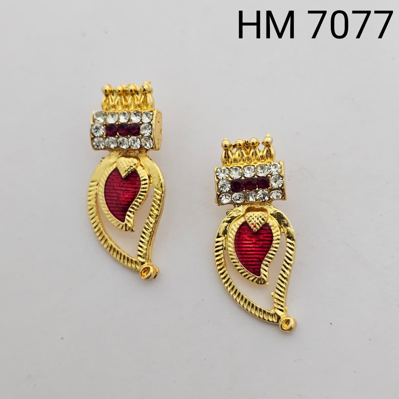 Traditional Gold Plated Enamel Stud Earrings (10pcs)HM 7077
