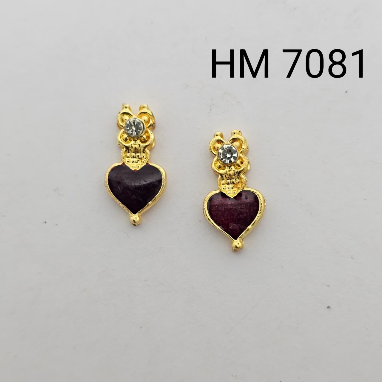 Traditional Gold Plated Enamel Stud Earrings 10 pcs (HM 7081)