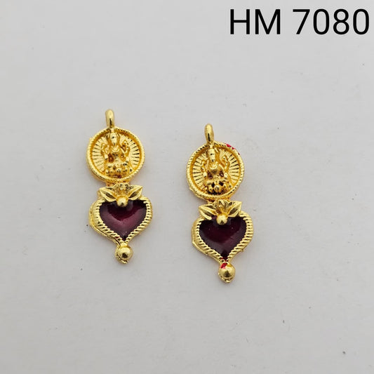 Traditional Gold Plated Enamel Stud Earrings 10 pcs (HM 7080)