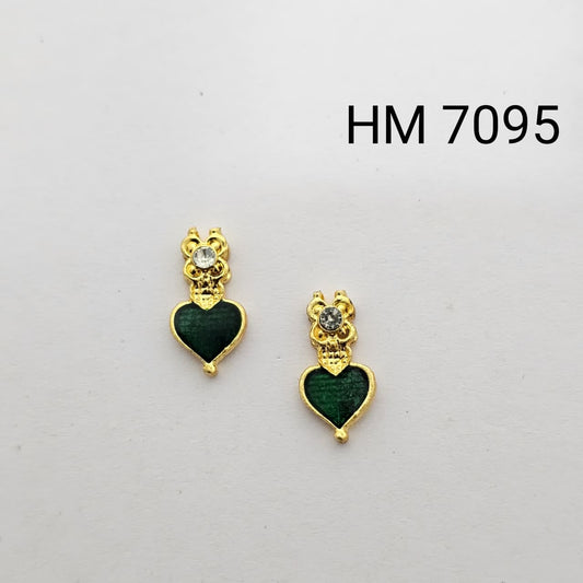 Traditional Gold Plated Enamel Stud Earrings 10 pcs (HM 7095)