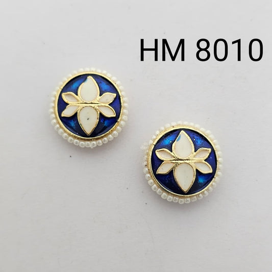 Traditional Gold Plated Enamel Stud  12 pcs (HM 8010)
