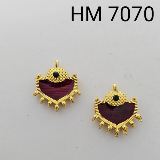 Traditional Gold Plated Enamel Stud Earrings (10 pcs)HM 7070