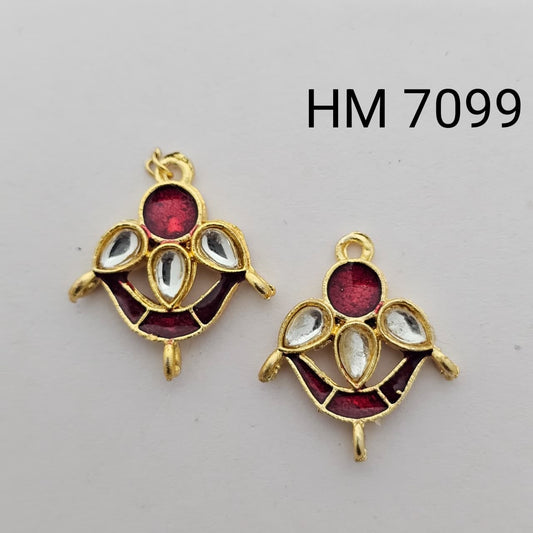 Traditional Gold Plated Enamel Stud Earrings 10 pcs (HM 7099)
