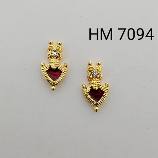 Traditional Gold Plated Enamel Stud Earrings 10 pcs (HM 7094)